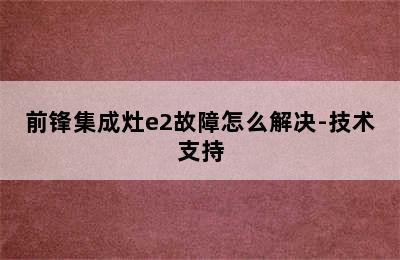 前锋集成灶e2故障怎么解决-技术支持