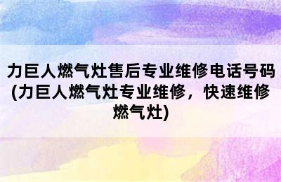 力巨人燃气灶售后专业维修电话号码(力巨人燃气灶专业维修，快速维修燃气灶)