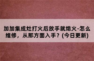 加加集成灶打火后放手就熄火-怎么维修，从那方面入手？(今日更新)