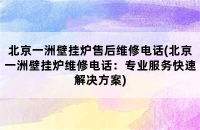 北京一洲壁挂炉售后维修电话(北京一洲壁挂炉维修电话：专业服务快速解决方案)