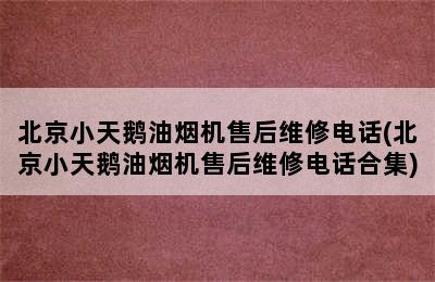 北京小天鹅油烟机售后维修电话(北京小天鹅油烟机售后维修电话合集)