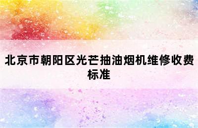 北京市朝阳区光芒抽油烟机维修收费标准