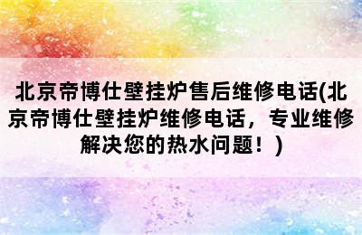 北京帝博仕壁挂炉售后维修电话(北京帝博仕壁挂炉维修电话，专业维修解决您的热水问题！)