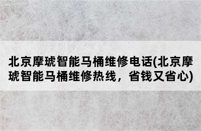 北京摩琥智能马桶维修电话(北京摩琥智能马桶维修热线，省钱又省心)