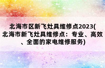 北海市区新飞灶具维修点2023(北海市新飞灶具维修点：专业、高效、全面的家电维修服务)