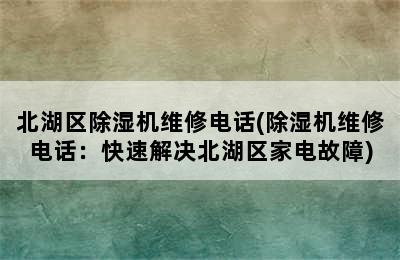 北湖区除湿机维修电话(除湿机维修电话：快速解决北湖区家电故障)