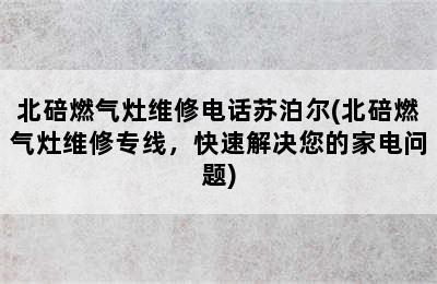 北碚燃气灶维修电话苏泊尔(北碚燃气灶维修专线，快速解决您的家电问题)