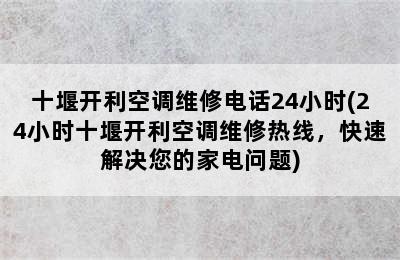 十堰开利空调维修电话24小时(24小时十堰开利空调维修热线，快速解决您的家电问题)