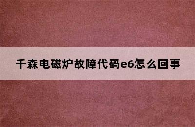 千森电磁炉故障代码e6怎么回事