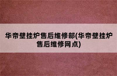 华帝壁挂炉售后维修部(华帝壁挂炉售后维修网点)