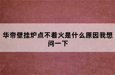 华帝壁挂炉点不着火是什么原因我想问一下