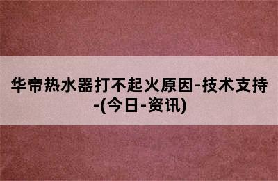 华帝热水器打不起火原因-技术支持-(今日-资讯)