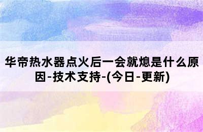 华帝热水器点火后一会就熄是什么原因-技术支持-(今日-更新)