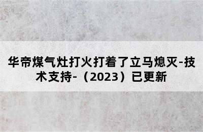 华帝煤气灶打火打着了立马熄灭-技术支持-（2023）已更新