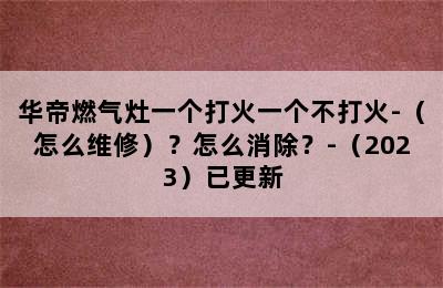 华帝燃气灶一个打火一个不打火-（怎么维修）？怎么消除？-（2023）已更新