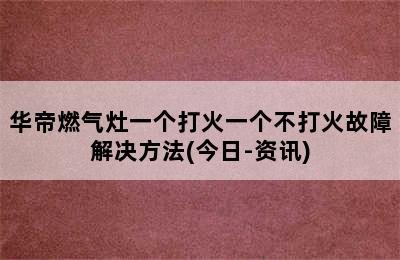 华帝燃气灶一个打火一个不打火故障解决方法(今日-资讯)