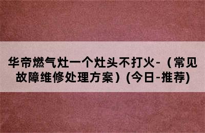 华帝燃气灶一个灶头不打火-（常见故障维修处理方案）(今日-推荐)