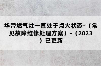 华帝燃气灶一直处于点火状态-（常见故障维修处理方案）-（2023）已更新