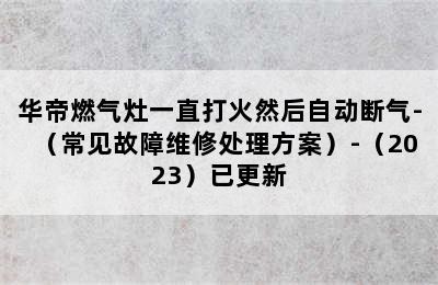 华帝燃气灶一直打火然后自动断气-（常见故障维修处理方案）-（2023）已更新