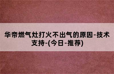 华帝燃气灶打火不出气的原因-技术支持-(今日-推荐)