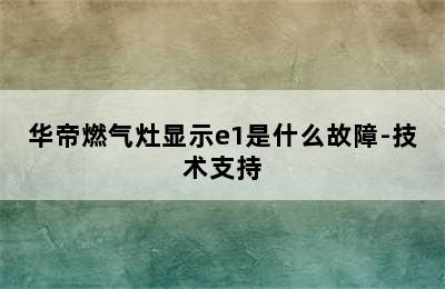 华帝燃气灶显示e1是什么故障-技术支持