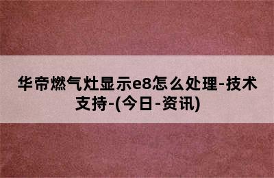 华帝燃气灶显示e8怎么处理-技术支持-(今日-资讯)