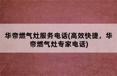 华帝燃气灶服务电话(高效快捷，华帝燃气灶专家电话)