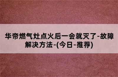 华帝燃气灶点火后一会就灭了-故障解决方法-(今日-推荐)