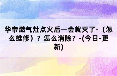 华帝燃气灶点火后一会就灭了-（怎么维修）？怎么消除？-(今日-更新)