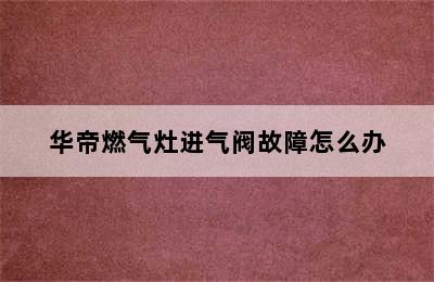 华帝燃气灶进气阀故障怎么办