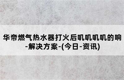 华帝燃气热水器打火后叽叽叽叽的响-解决方案-(今日-资讯)