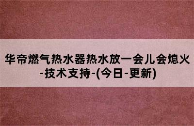 华帝燃气热水器热水放一会儿会熄火-技术支持-(今日-更新)