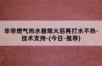 华帝燃气热水器熄火后再打水不热-技术支持-(今日-推荐)