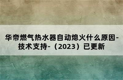 华帝燃气热水器自动熄火什么原因-技术支持-（2023）已更新