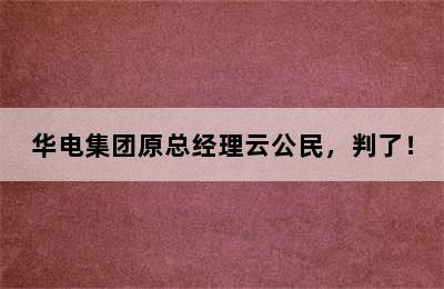 华电集团原总经理云公民，判了！