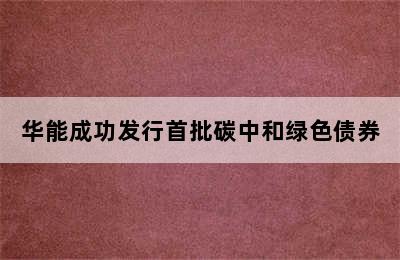 华能成功发行首批碳中和绿色债券