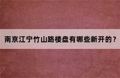 南京江宁竹山路楼盘有哪些新开的？