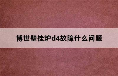 博世壁挂炉d4故障什么问题