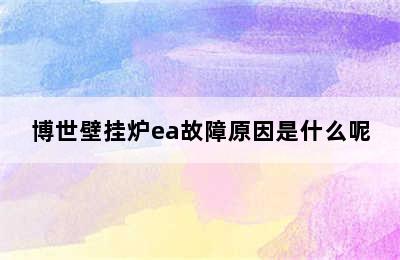 博世壁挂炉ea故障原因是什么呢