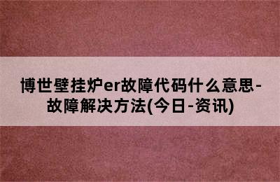 博世壁挂炉er故障代码什么意思-故障解决方法(今日-资讯)