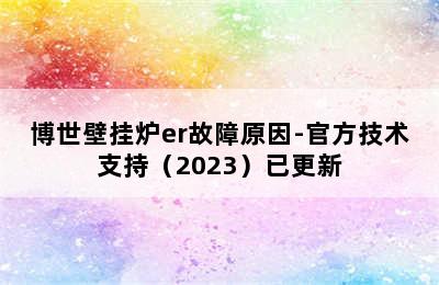 博世壁挂炉er故障原因-官方技术支持（2023）已更新