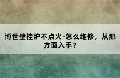 博世壁挂炉不点火-怎么维修，从那方面入手？