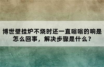 博世壁挂炉不烧时还一直嗡嗡的响是怎么回事，解决步骤是什么？