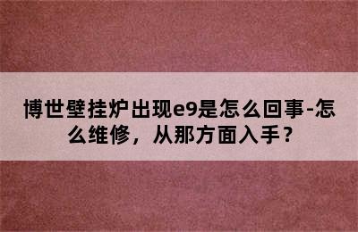 博世壁挂炉出现e9是怎么回事-怎么维修，从那方面入手？