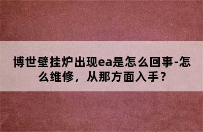 博世壁挂炉出现ea是怎么回事-怎么维修，从那方面入手？