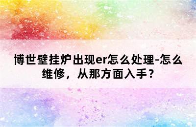 博世壁挂炉出现er怎么处理-怎么维修，从那方面入手？