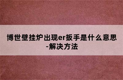 博世壁挂炉出现er扳手是什么意思-解决方法