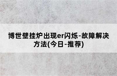 博世壁挂炉出现er闪烁-故障解决方法(今日-推荐)