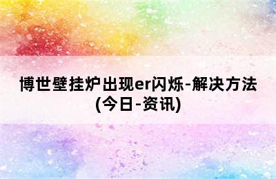 博世壁挂炉出现er闪烁-解决方法(今日-资讯)