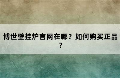 博世壁挂炉官网在哪？如何购买正品？